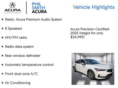 Platinum White Pearl 2025 Acura Integra Base