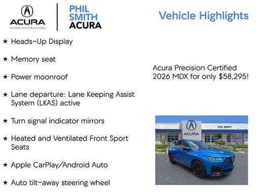 Double Apex Blue Pearl 2026 Acura MDX A-SPEC Advance Package