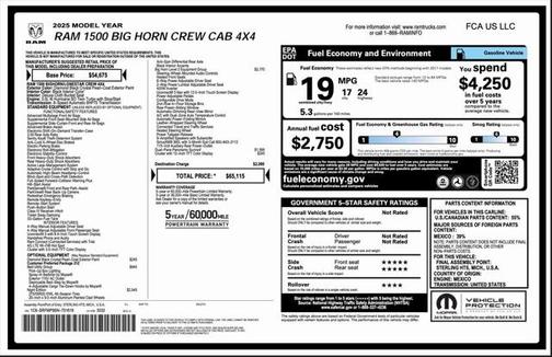 2025 RAM 1500 Big Horn/Lone Star