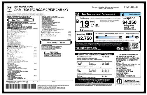 Diamond Black Crystal Pearlcoat 2025 RAM 1500 Big Horn/Lone Star