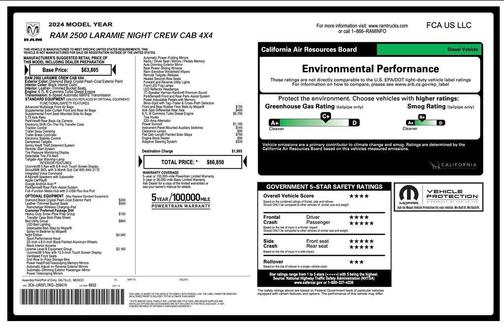 Diamond Black Crystal Pearlcoat 2024 RAM 2500 Laramie Crew Cab 4x4 6'4' Box
