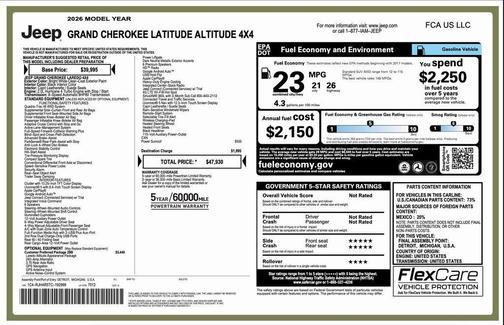 Bright White Clearcoat 2026 Jeep Grand Cherokee Altitude