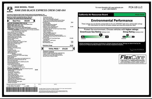 2026 RAM 2500 Black Express Crew Cab 4x4 6'4' Box