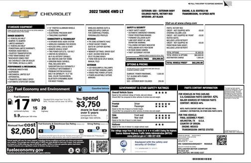 Victory Red 2022 Chevrolet Tahoe LT