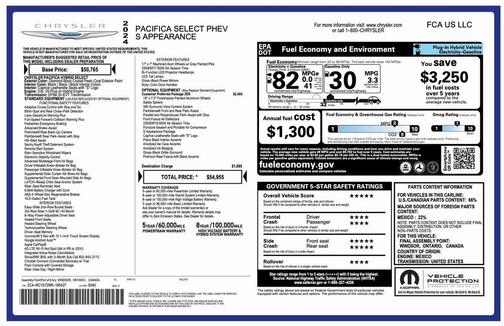 2024 Chrysler Pacifica Hybrid S Appearance Pkg