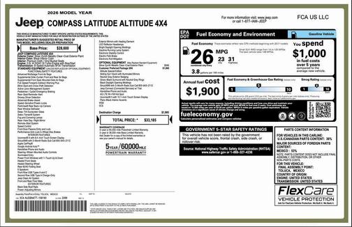 Silver Zynith Metallic Clearcoat 2026 Jeep Compass Latitude