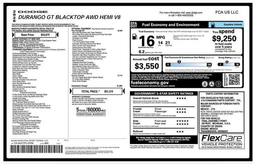 DB Black Clearcoat 2026 Dodge Durango GT Plus