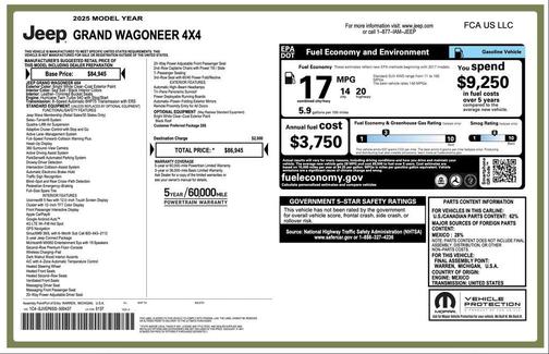 Bright White Clearcoat 2025 Jeep Grand Wagoneer 4x4