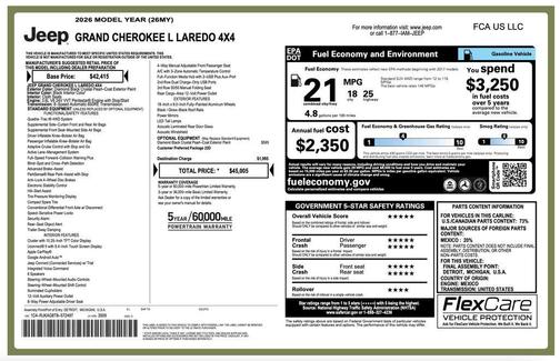 Diamond Black Crystal Pearlcoat 2026 Jeep Grand Cherokee L Laredo