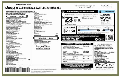 Bright White Clearcoat 2026 Jeep Grand Cherokee Altitude