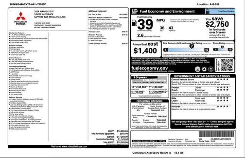2024 Mitsubishi Mirage ES