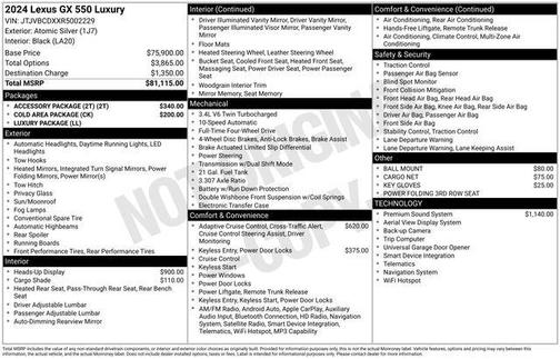 Atomic Silver 2024 Lexus GX 550 550 LUXURY+