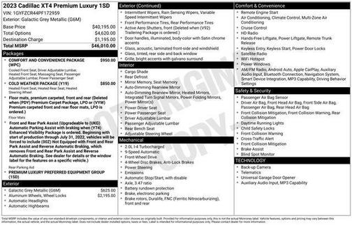 Galactic Gray Metallic 2023 Cadillac XT4 Premium Luxury