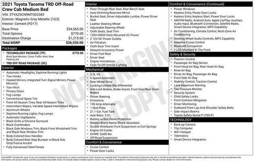 Magnetic Gray Metallic 2021 Toyota Tacoma TRD Off Road
