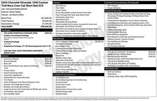 2024 Chevrolet Silverado 1500 Custom Trail Boss