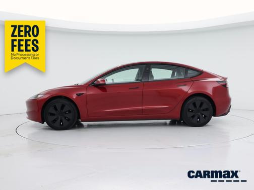 Red 2025 Tesla Model 3 Long Range