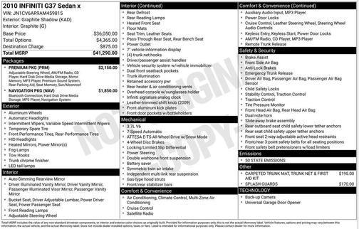 2010 INFINITI G37x Base