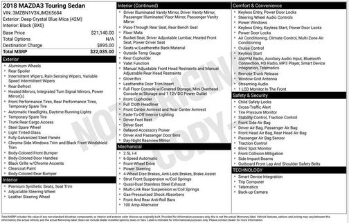 2018 Mazda Mazda3 Touring