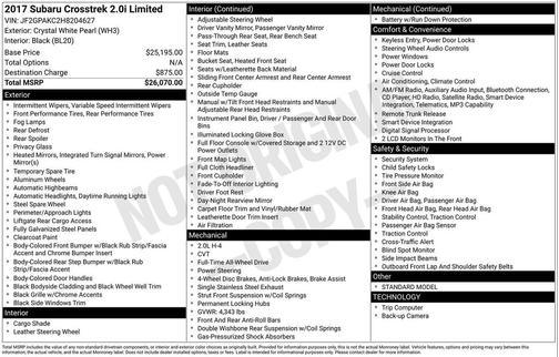 2017 Subaru Crosstrek 2.0i Limited