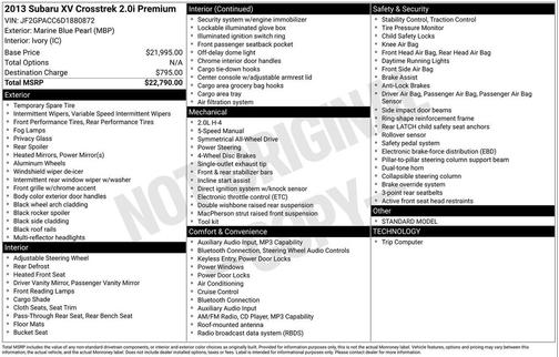 2013 Subaru XV Crosstrek 2.0i Premium