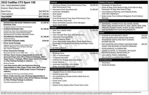 2022 Cadillac CT5 Sport