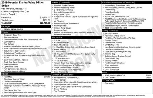 2019 Hyundai ELANTRA Value Edition