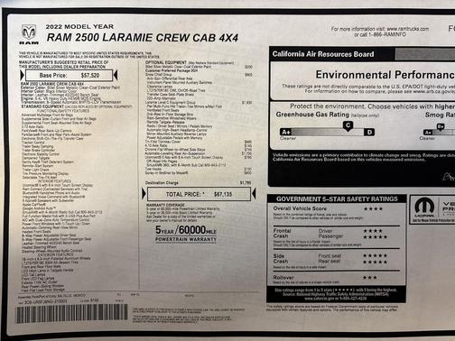 Billet Silver Metallic Clearcoat 2022 RAM 2500 Laramie Crew Cab 4x4 6'4' Box