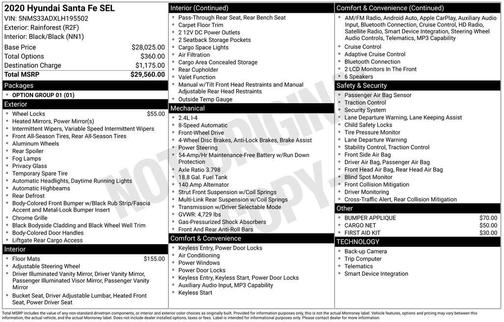 2020 Hyundai SANTA FE SEL 2.4