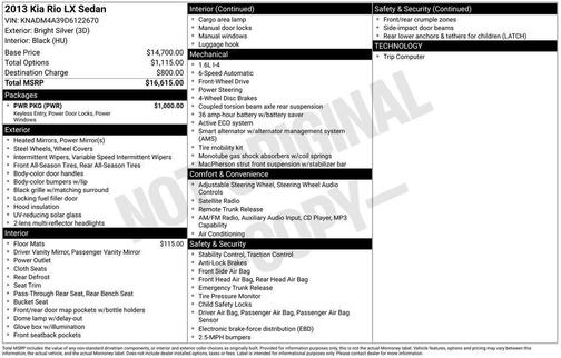 Bright Silver 2013 Kia Rio LX