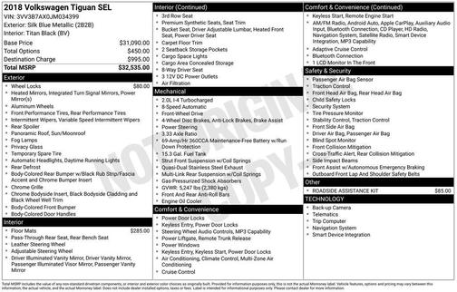 2018 Volkswagen Tiguan 2.0T SEL