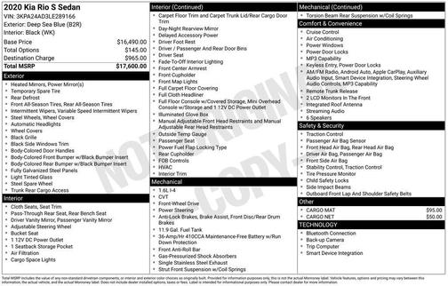 2020 Kia Rio S