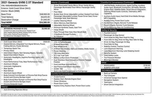 2021 Genesis GV80 2.5T Advanced