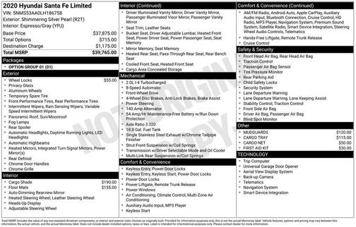 2020 Hyundai SANTA FE Limited 2.0T