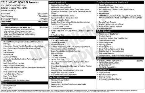 2016 INFINITI Q50 2.0T Premium