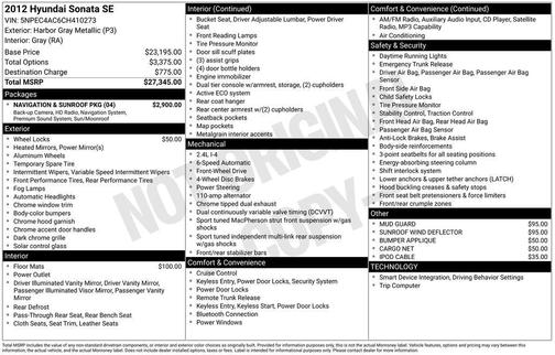 2012 Hyundai SONATA SE