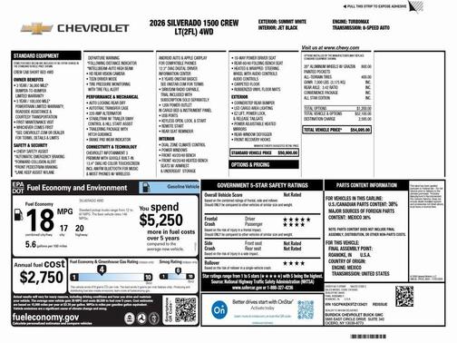 Summit White 2026 Chevrolet Silverado 1500 LT