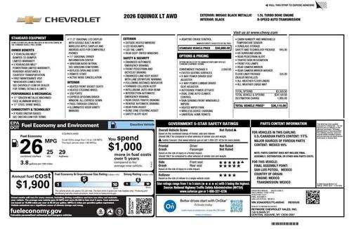 Mosaic Black Metallic 2026 Chevrolet Equinox LT