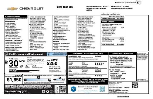 Mosaic Black Metallic 2026 Chevrolet Trax 2RS