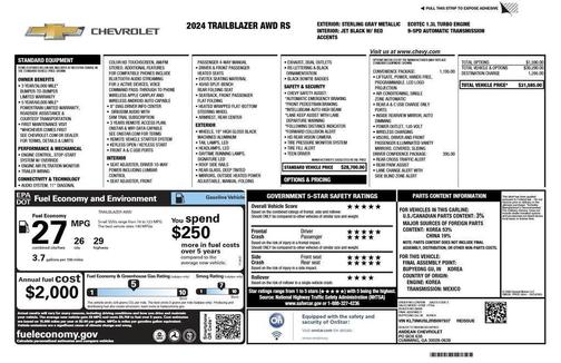 Sterling Gray Metallic 2024 Chevrolet Trailblazer RS