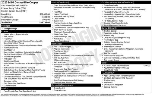 Zesty Yellow 2023 MINI Convertible Cooper