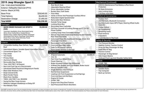 2019 Jeep Wrangler Sport S