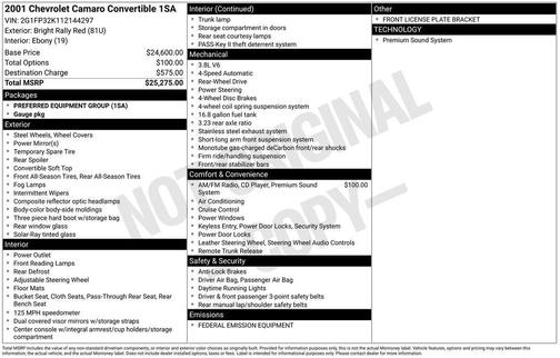 2001 Chevrolet Camaro Base