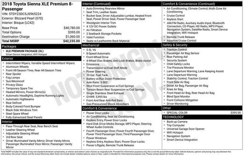 2018 Toyota Sienna XLE Premium