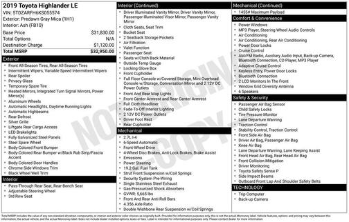 2019 Toyota Highlander LE I4