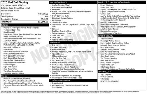 2020 Mazda Mazda6 Touring