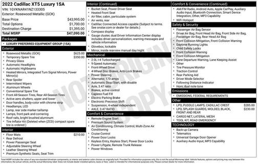2022 Cadillac XT5 Luxury