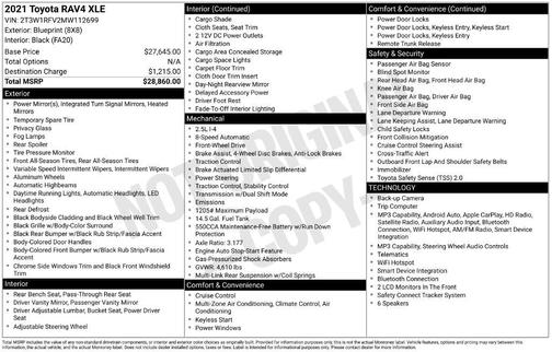 Blueprint 2021 Toyota RAV4 XLE