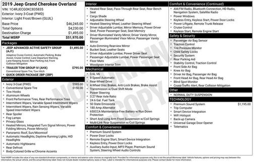 2019 Jeep Grand Cherokee Overland
