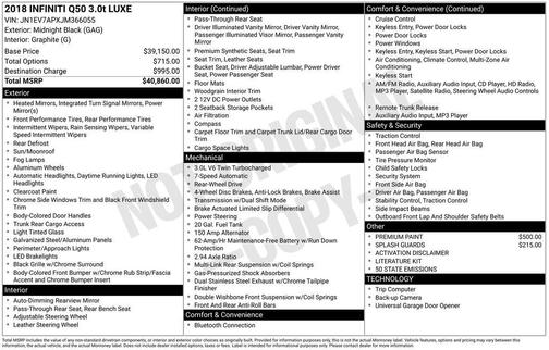 2018 INFINITI Q50 3.0t LUXE
