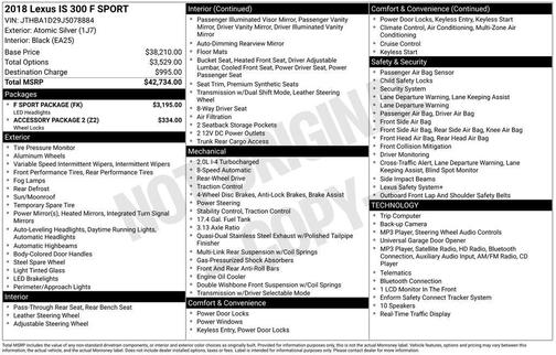 Atomic Silver 2018 Lexus IS 300 Base